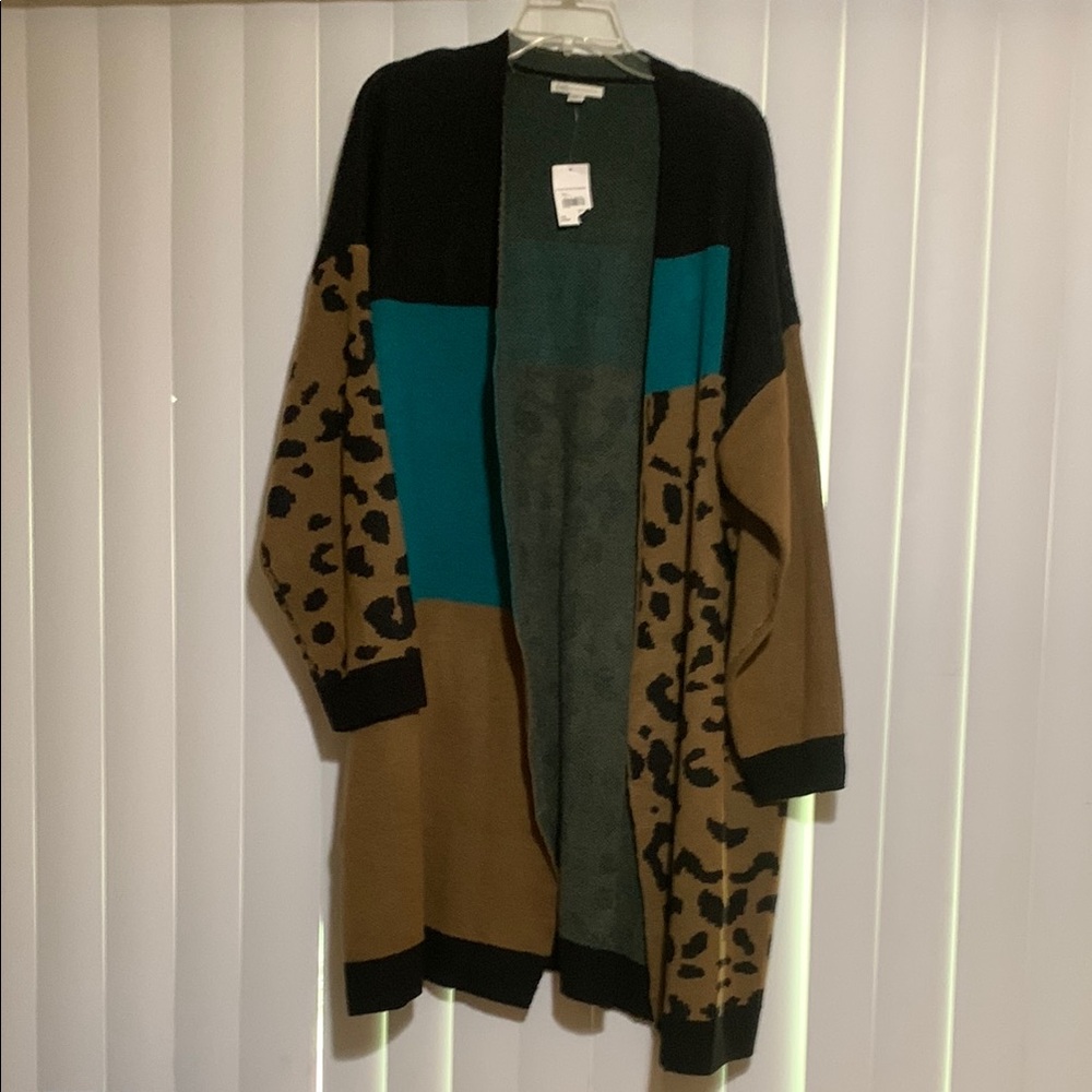 Colorblock Leopard Print Cardigan